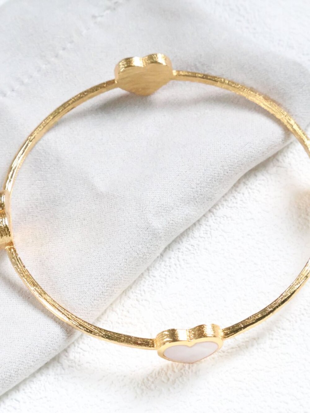 Julie Vos Gold Heart Bangle with White Inlay